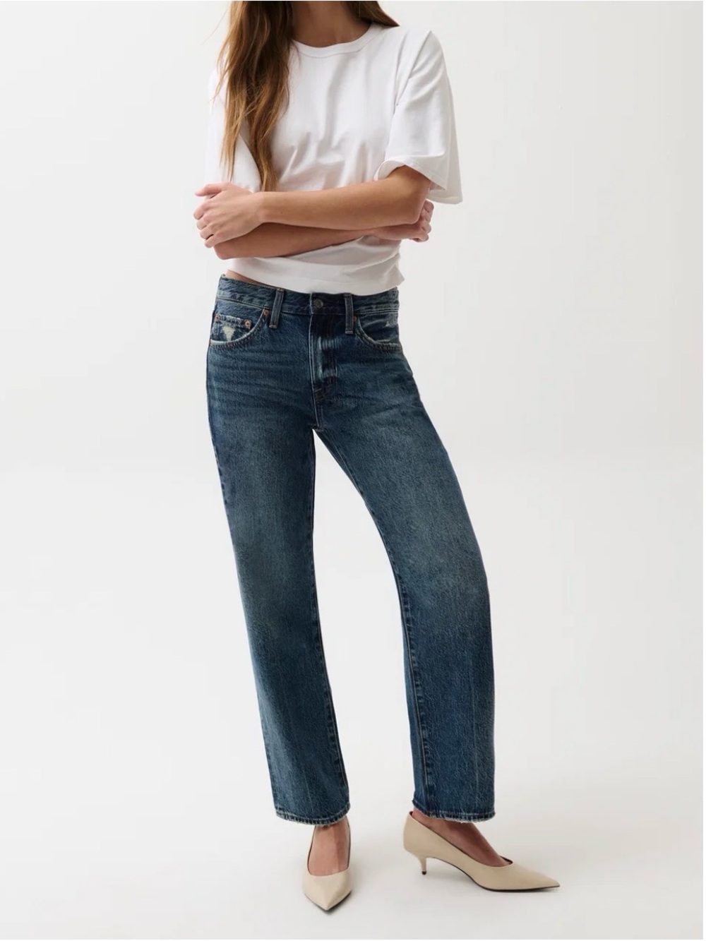 Pistola Lexi Mid Rise Bowed Straight Barrel Jeans Artisan Wash Size 27